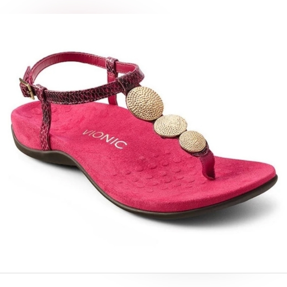 VIONIC Lizbeth T-Strap‎ Orthotic Sandals in Raspberry Pink Womens Size US 7